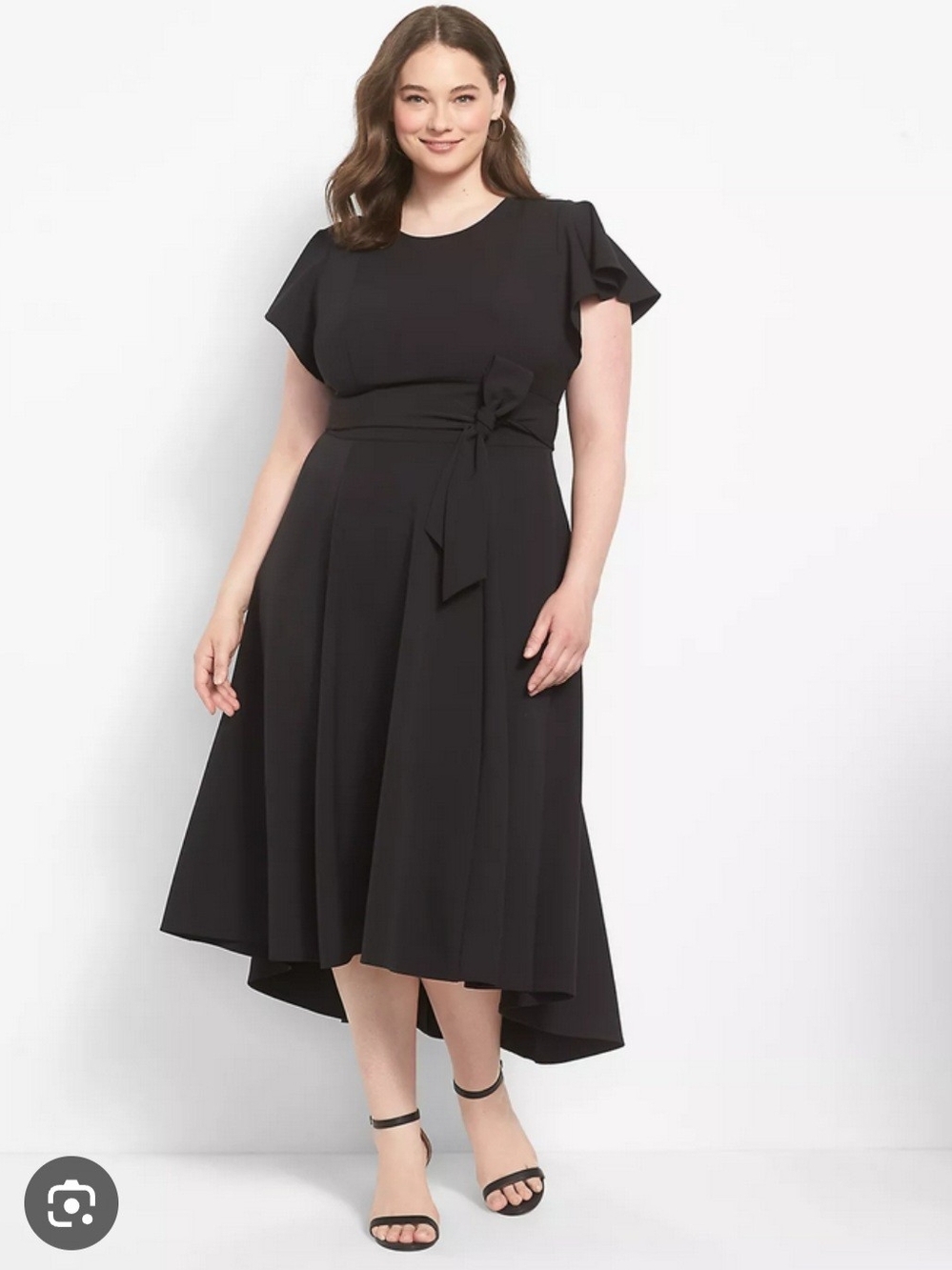 Lane Bryant NWT Sz 16 Black High-Low Tie-Waist Midi Dress